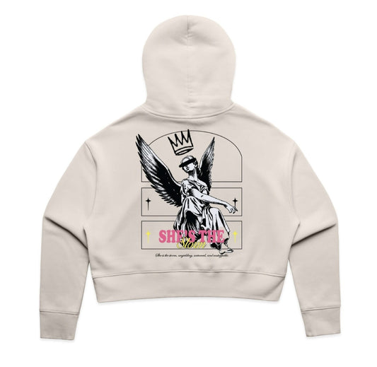 SHE'S THE STORM CROP HOOD